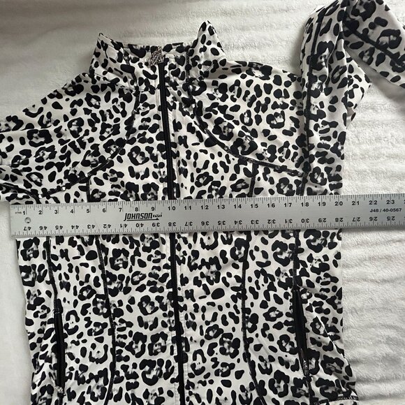Christine Alexander Womens Leopard Print Zip Up Active Jacket Large Black White - Picture 6 of 9